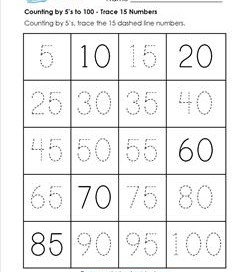 Counting by 5's to 100 - Trace 15 Numbers