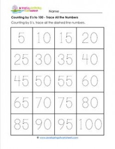 Counting by 5's to 100 - Trace All the Numbers
