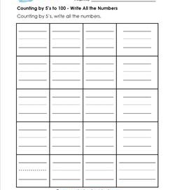 Counting by 5's to 100 - Write All the Numbers on the Lines