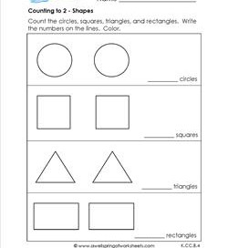 Counting to 2 - Shapes