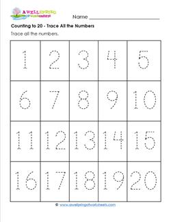 Counting to 20 - Trace All the Numbers