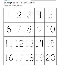 Counting to 20 - Trace the Odd Numbers