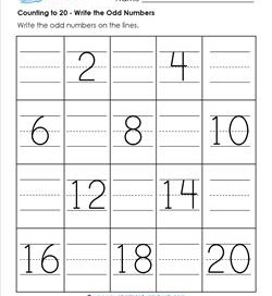 Counting to 20 - Write the Odd Numbers