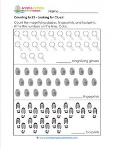 Counting to 23 - Looking for Clues - Kindergarten Counting Worksheets