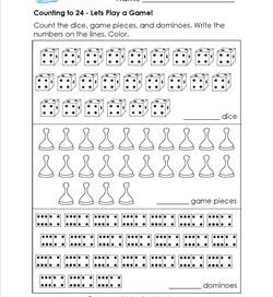 Counting to 24 - Let's Play a Game - Kindergarten Counting Worksheets