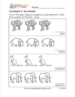 Counting to 3 - Zoo Animals