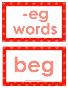 cvc word cards -eg words