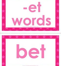cvc word cards -et words