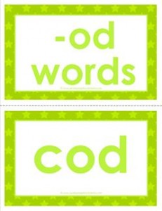 cvc word cards -od words