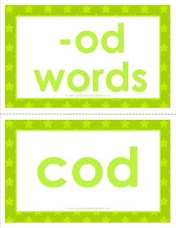 cvc word cards -od words