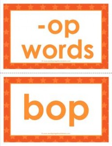 cvc word cards - op words