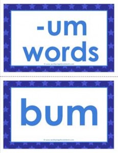 cvc word cards -um words