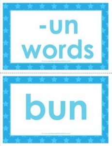 cvc word cards -un words