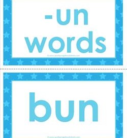 cvc word cards -un words