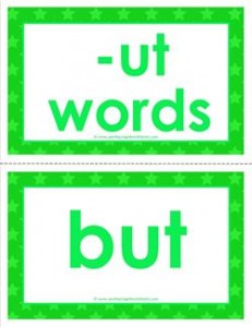 cvc word cards -ut words