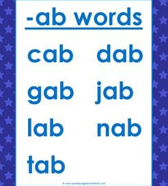 cvc words list -ab words