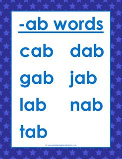 cvc words list -ab words