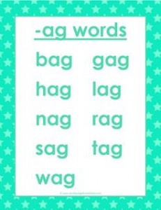 -ag Words, -ag Word Family - CVC Words List | A Wellspring