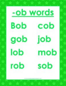 cvc words list -ob words