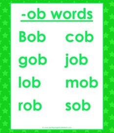 cvc words list -ob words