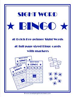 dolch sight word bingo - pre-primer