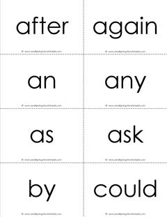 dolch sight word flash cards - first grade - black and white