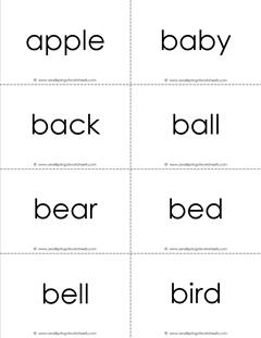 dolch sight word flash cards - nouns - black and white