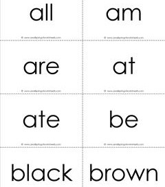 dolch sight words flash cards - primer - black and white