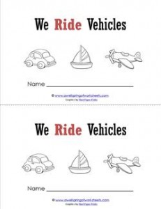 Emergent Reader - We Ride Vehicles - Sight Word Book
