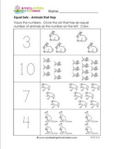 Equal Sets - Animals that Hop - Comparison Worksheets