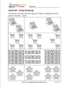 Equal Sets - Going Shopping - Comparison Worksheets