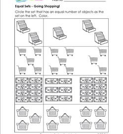 Equal Sets - Going Shopping - Comparison Worksheets