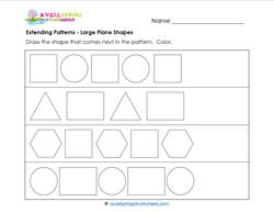 Extending Patterns - Large Plane Shapes - Patterns Worksheets