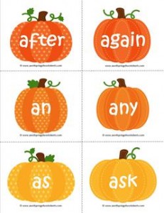 fall dolch sight word flashcards first grade