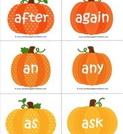 fall dolch sight word flashcards first grade
