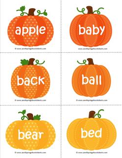 fall dolch sight word flashcards nouns