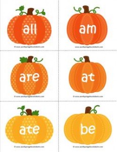 fall dolch sight word flashcards primer