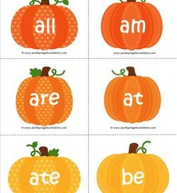 fall dolch sight word flashcards primer