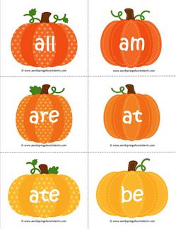 fall dolch sight word flashcards primer