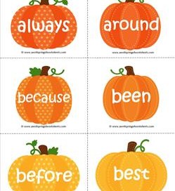 fall dolch sight word flashcards second grade