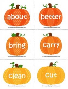 fall dolch sight word flashcards third grade