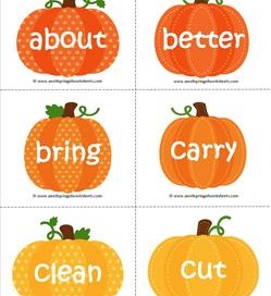 fall dolch sight word flashcards third grade