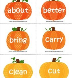 fall dolch sight word flashcards third grade