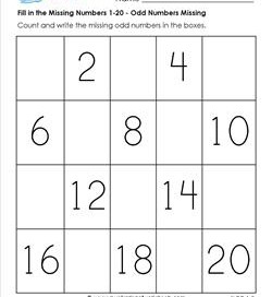fill in the missing number 1-20 - odd numbers missing