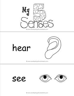 five senses vocabulary cards - b&w