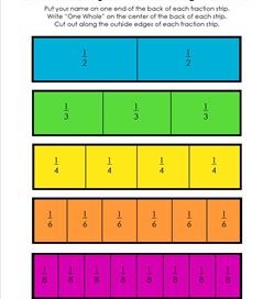 fraction strip cut outs bright colors