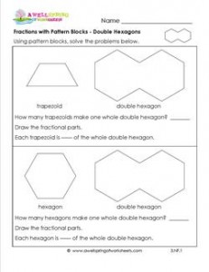 fractions with pattern blocks double hexagons