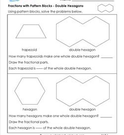 fractions with pattern blocks double hexagons