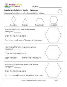 fractions with pattern blocks hexagons