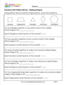 fractions with pattern blocks making shapes